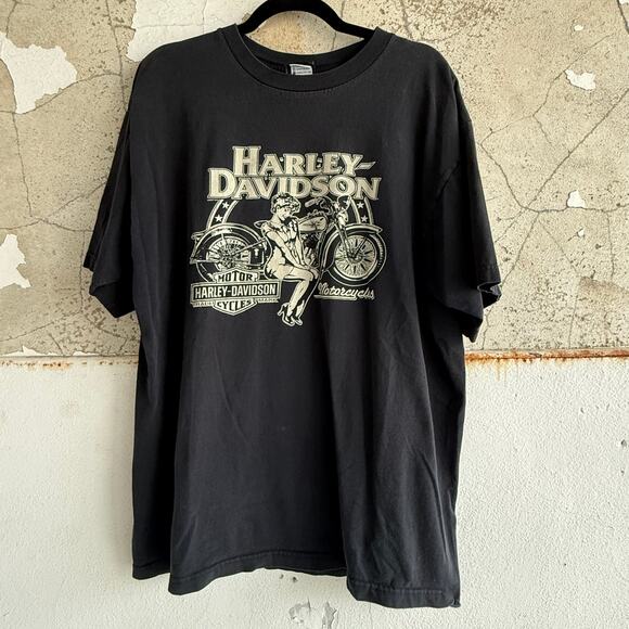 Vintage Harley-Davidson Pin-Up T-Shirt 2XL Made in USA - Picture 1 of 4